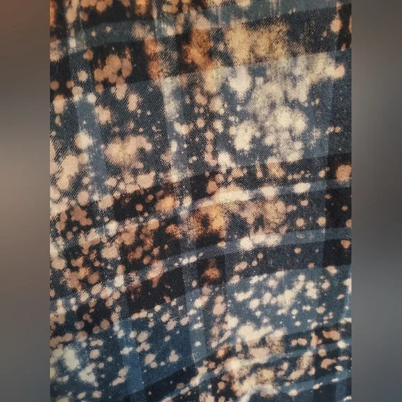 Angry Minnow Bleach Splatter Flannel Shirt Raven Graphic Boho Grunge Witchy XXL - Picture 5 of 16